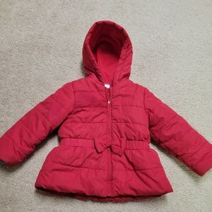 Little Me Red Puffer Hooded Toddler Coat, Size 2T